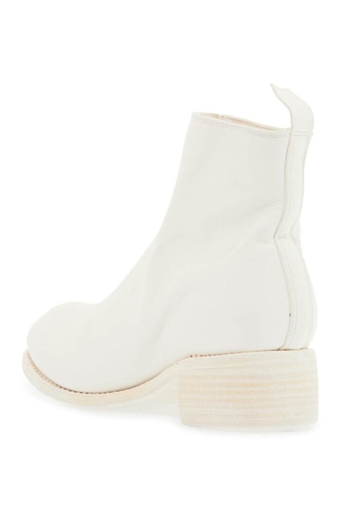 GUIDI Unisex White Horse And Calf Leather Boots With Elegant Side Zip