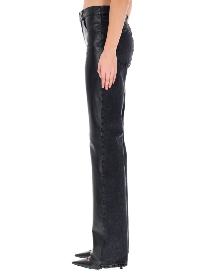 Haikure "STAR BLACK DENIM & LEATHER" PANTS