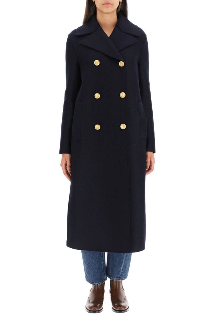 HARRIS WHARF LONDON Double-breasted Coat In Pressed Wool