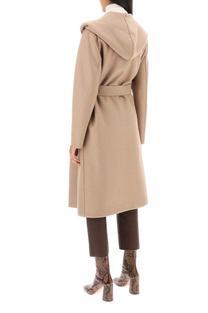 Harris Wharf London Hooded Robe Coat In Pressed Wool