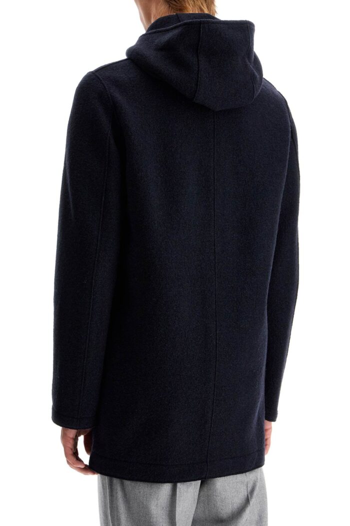 HARRIS WHARF LONDON Hooded Wool Coat In Boiled Wool