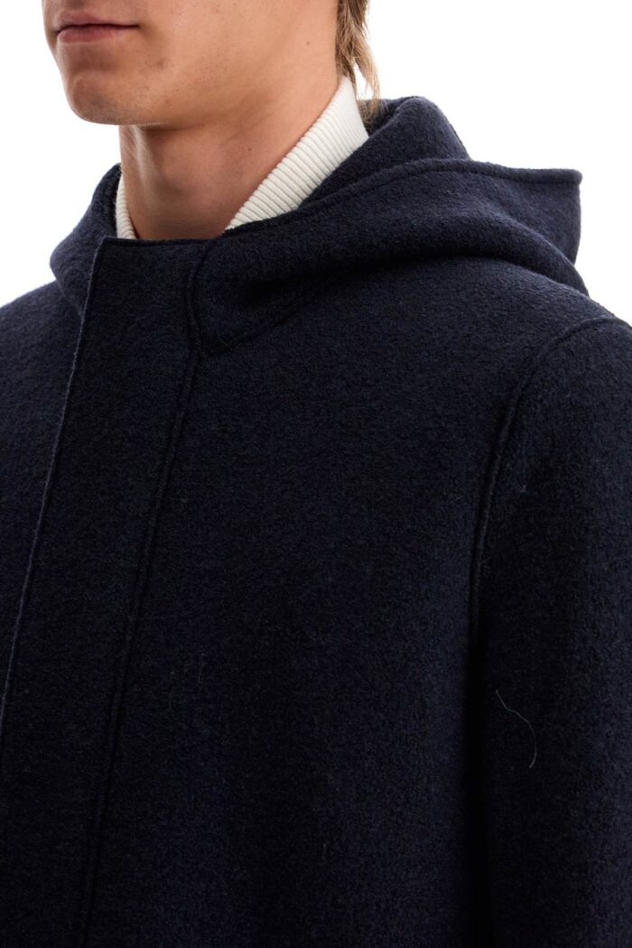 HARRIS WHARF LONDON Hooded Wool Coat In Boiled Wool