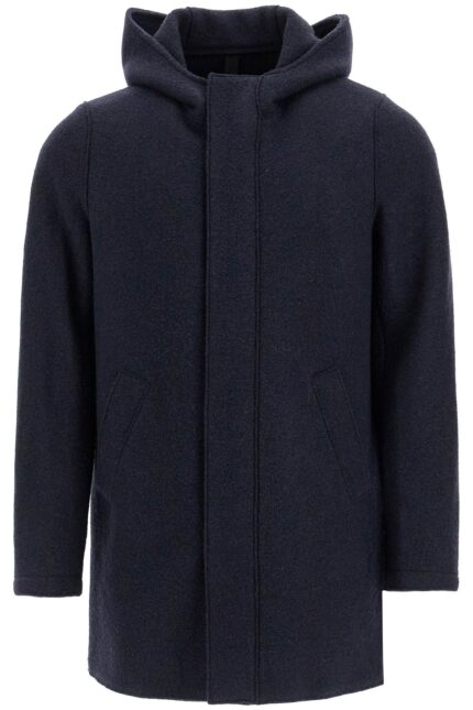 HARRIS WHARF LONDON Hooded Wool Coat In Boiled Wool