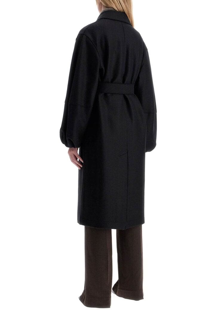 HARRIS WHARF LONDON Pressed Wool Robe Coat With Nine Words