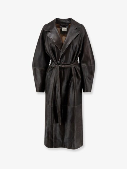 ALYSI Heavy Leather Coat With Vintage Effect