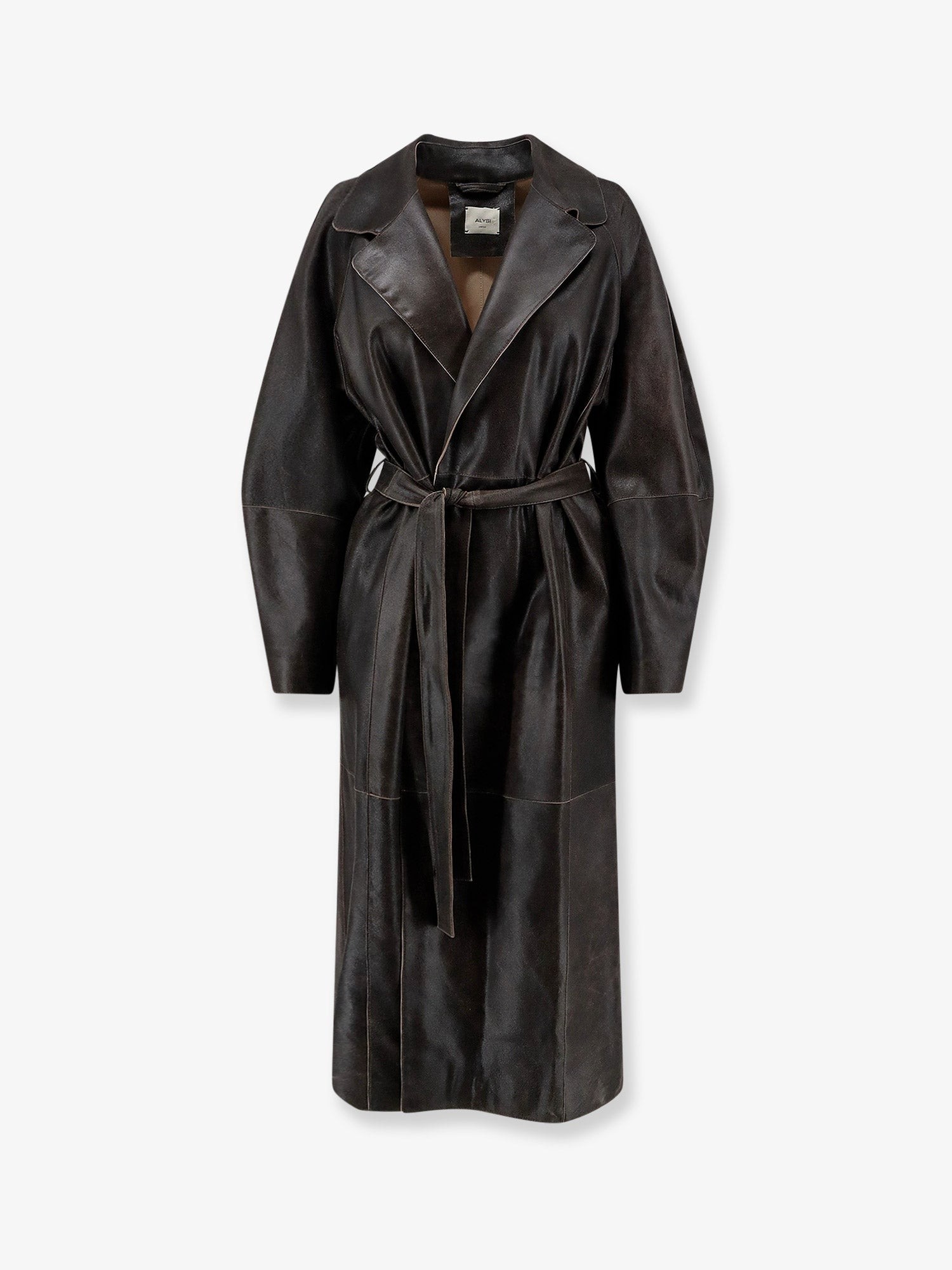 ALYSI Heavy Leather Coat With Vintage Effect