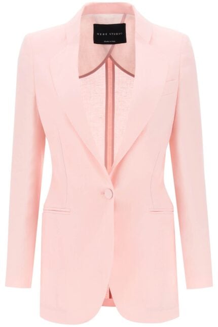 Hebe Studio Single-breasted Blazer In Linen