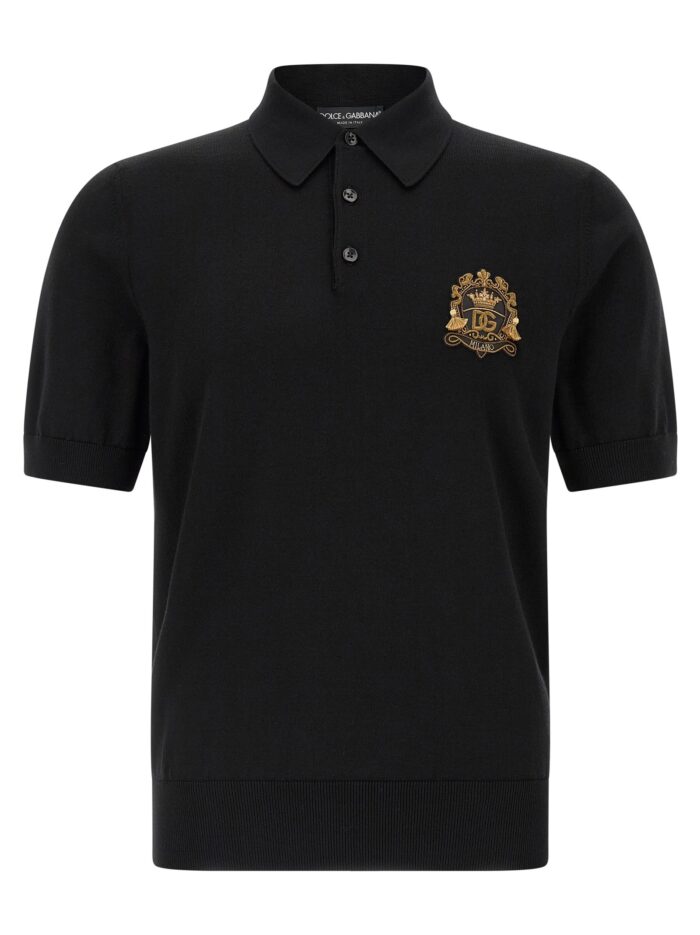 dolce & gabbana heraldic patch polo shirt Dolce & Gabbana Heraldic Patch Polo Shirt