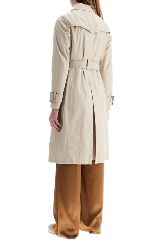 HERNO Beige Cotton Double-breasted Trench Coat With Adjustable Sleeves