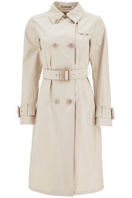 HERNO Beige Cotton Double-breasted Trench Coat With Adjustable Sleeves