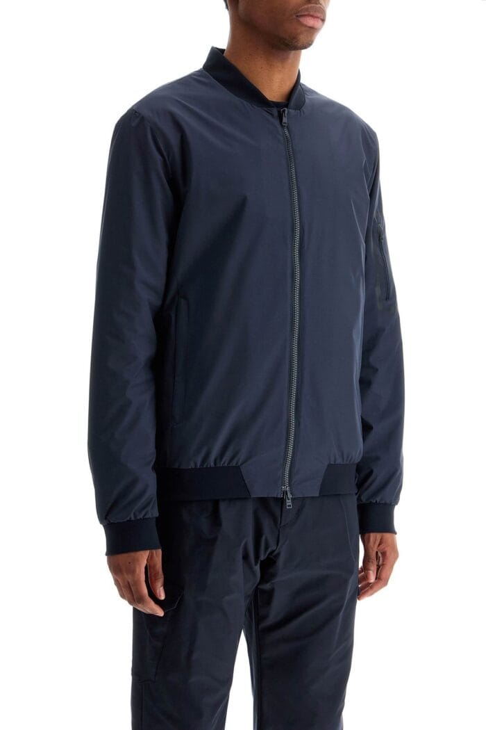 HERNO Bomber In Poliestere Blu Scuro Con Gore Windstopper Impermeabile