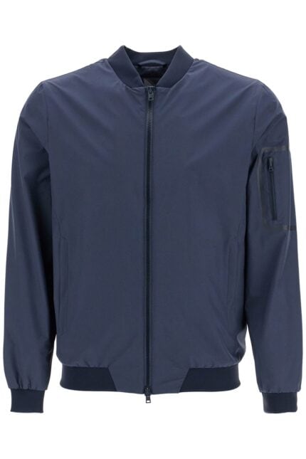 HERNO Bomber In Poliestere Blu Scuro Con Gore Windstopper Impermeabile