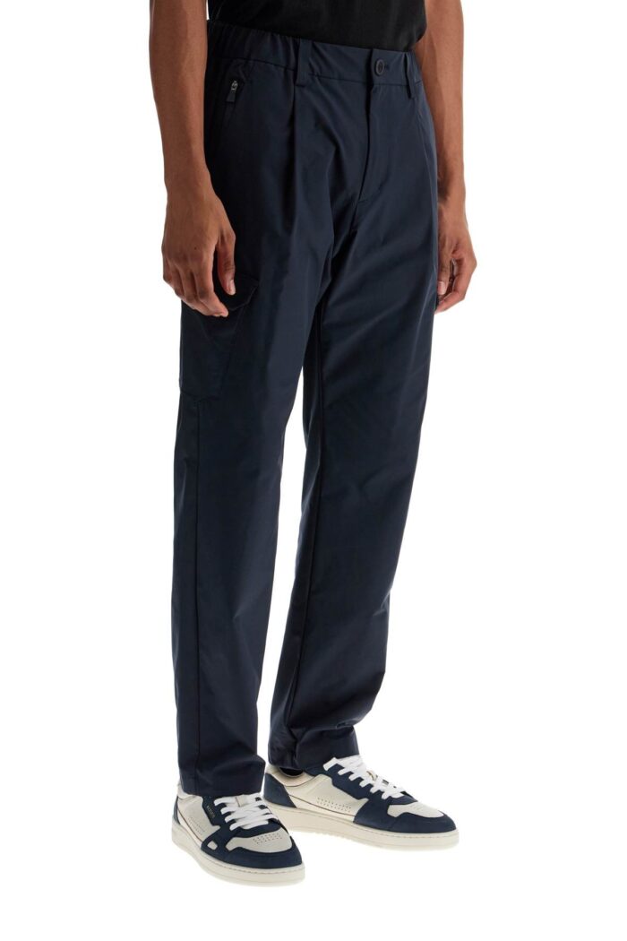 HERNO Deep Blue Polyester Pants With Patch Pockets
