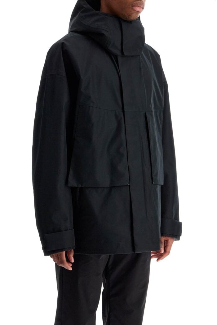 HERNO LAMINAR Short Black Waterproof Jacket For Men In Polyester With Hood