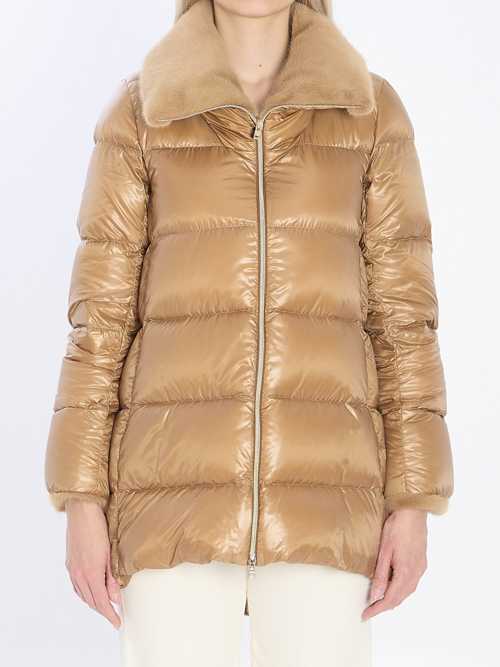 Herno Light puffer with collar fur