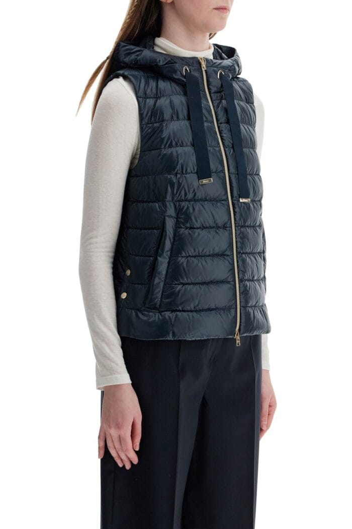 HERNO Men's Dark Blue Polyamide Gilet With Hood