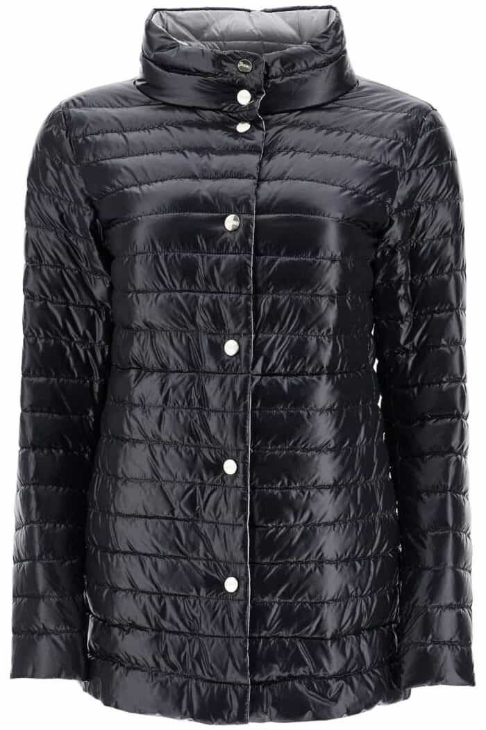 HERNO Reversible A-shape Down Jacket Black And Gray