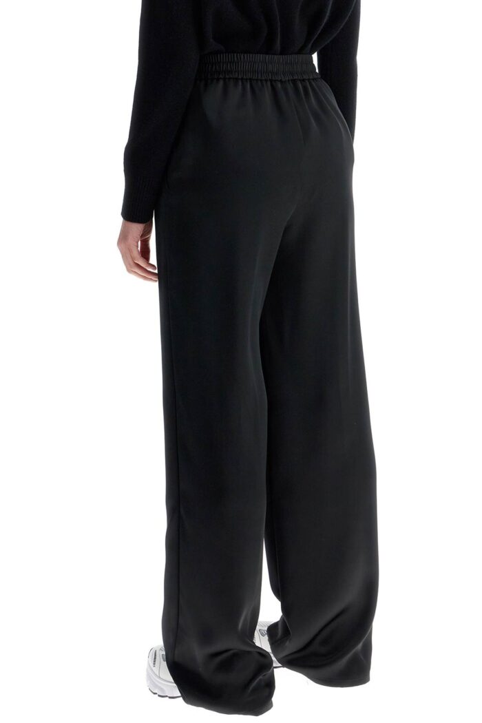 HERNO Wide Leg High Waist Black Satin Trousers For Women