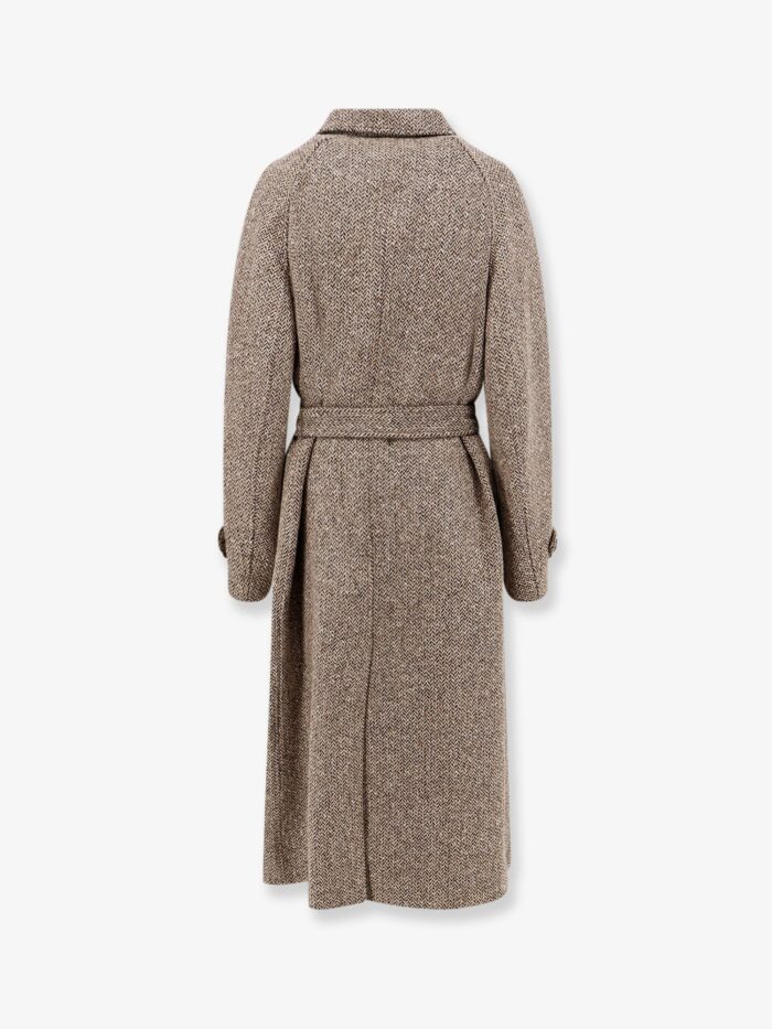 Brunello Cucinelli Herringbone Coat With Monili Detail