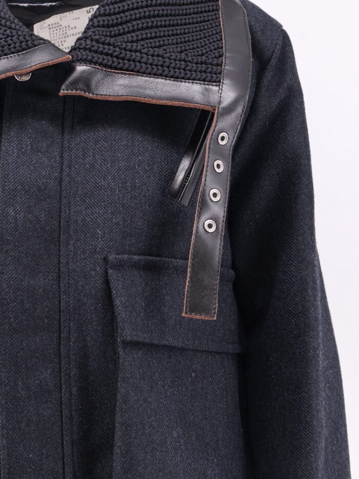 SACAI Herringbone Wool Padded Bomber