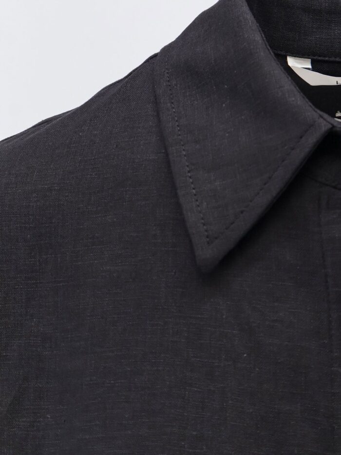 Hevo Arigliano Viscose And Linen Chemisier Dress