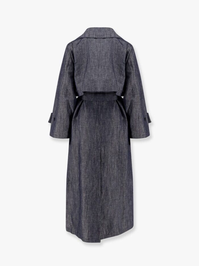 Hevo Margherita Linen And Cotton Trench Coat With Denim Effect
