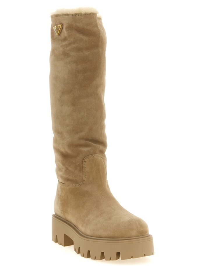 PRADA High Suede Boots With Logo