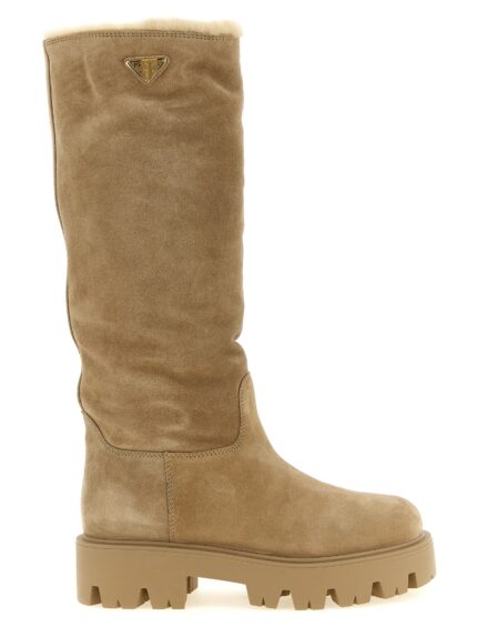 PRADA High Suede Boots With Logo