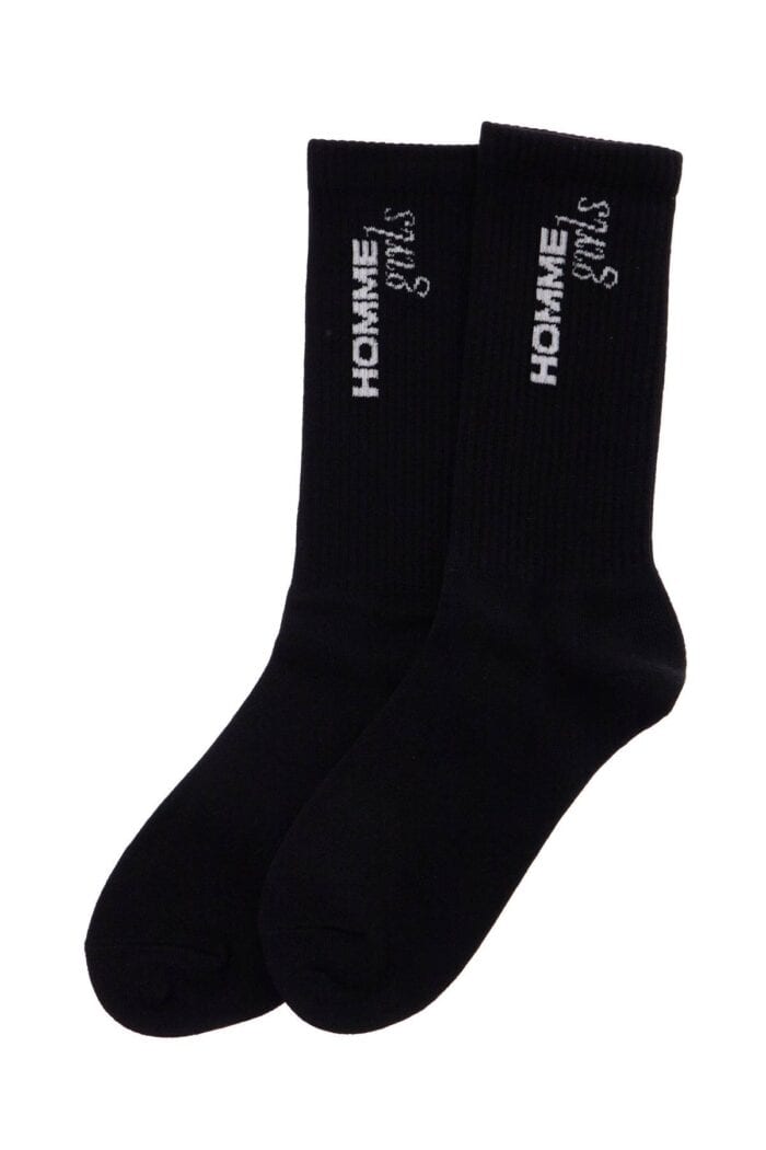 HOMME GIRLS Black Medium Cotton Socks Pack Of 3 With Embroidered Logo