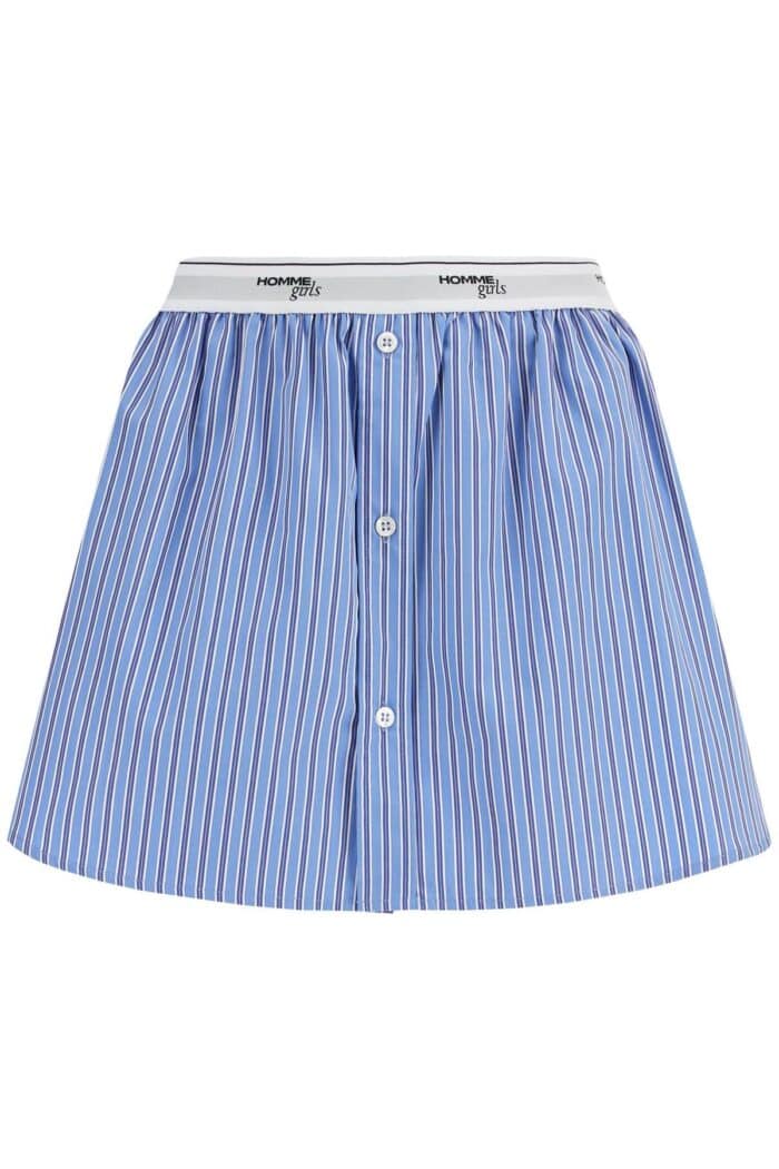 HOMME GIRLS Blue Striped Mini Skirt