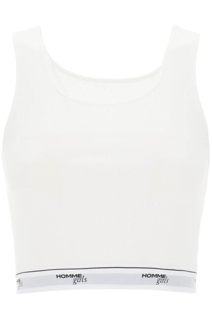 HOMME GIRLS Cotton Crop Top With Logo Band