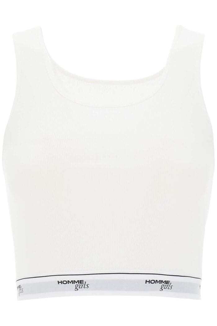 HOMME GIRLS Cotton Crop Top With Logo Band