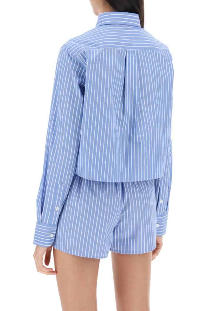 HOMME GIRLS Cropped Striped Poplin Shirt