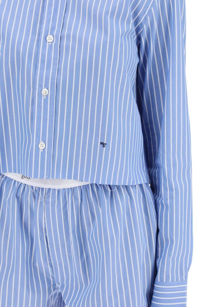 HOMME GIRLS Cropped Striped Poplin Shirt