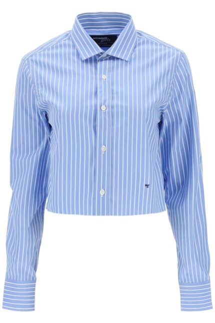 HOMME GIRLS Cropped Striped Poplin Shirt