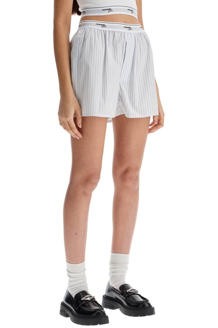 HOMME GIRLS High-waisted Beige Striped Cotton Boxer