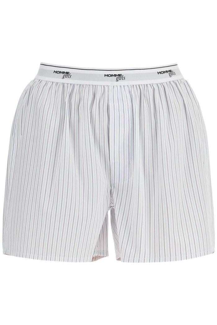 HOMME GIRLS High-waisted Beige Striped Cotton Boxer