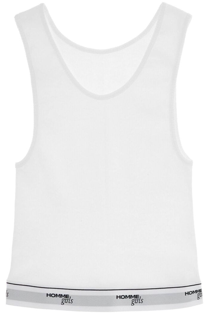 HOMME GIRLS White Cotton Sleeveless Crop Top