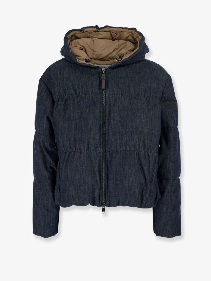 brunello cucinelli hooded padded denim jacket Brunello Cucinelli Hooded Padded Denim Jacket