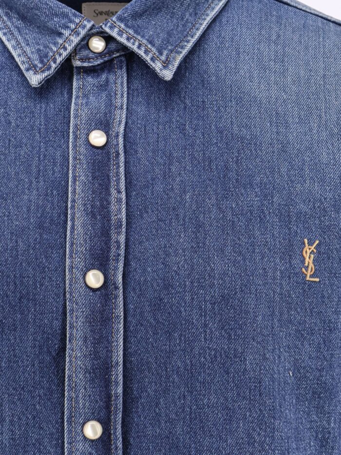 Saint Laurent Horizon Blue Cassandre Denim Shirt