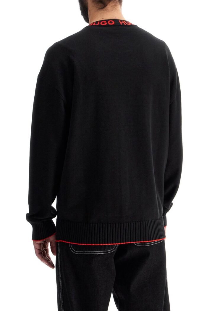 HUGO Black Wide Neck Sweatshirt Loose Fit Long Sleeve