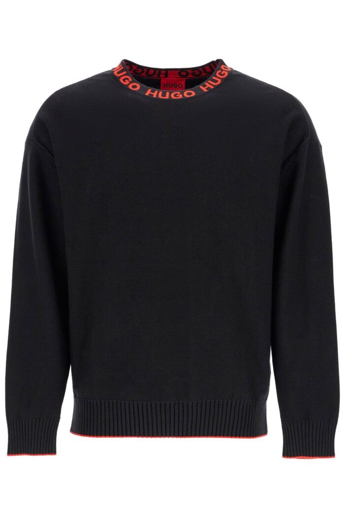 HUGO Black Wide Neck Sweatshirt Loose Fit Long Sleeve