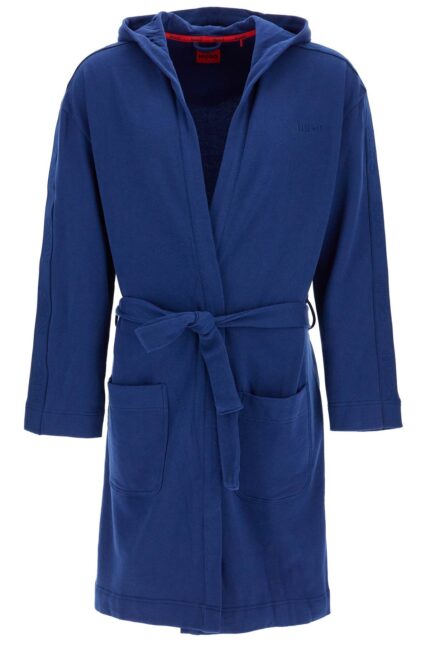 HUGO Men's Dark Blue Hooded Bathrobe