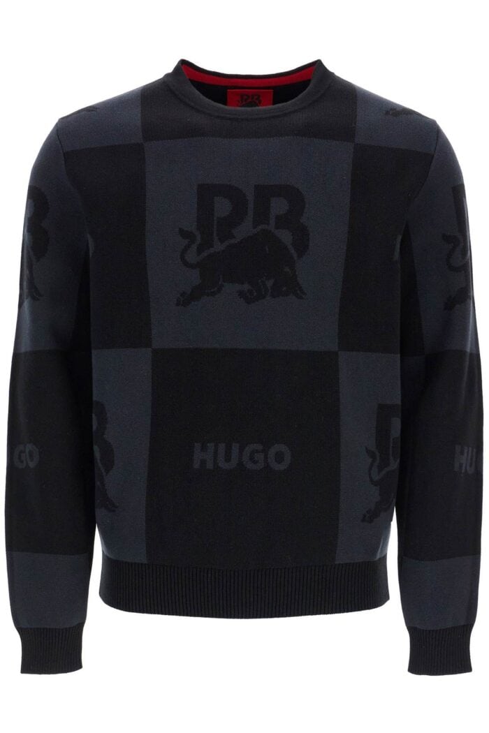 HUGO Men's Long Sleeve Cotton T-shirt Round Neck Loose Fit Black