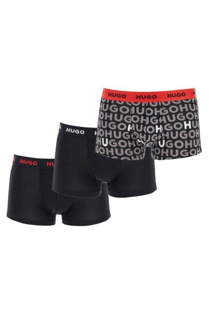 HUGO Set Di 3 Boxer In Cotone Nero Comodi Con Logo