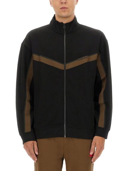 Hugo SWEATSHIRT WITH LOGO AND ZIPPER