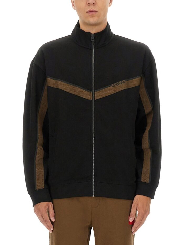 Hugo SWEATSHIRT WITH LOGO AND ZIPPER