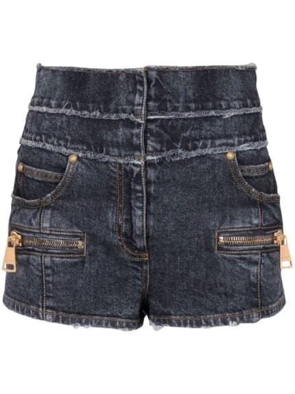 Hw Zipped Used Denim Shorts