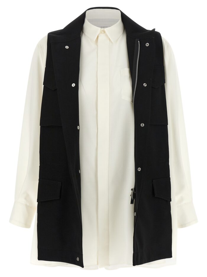 SACAI Hybrid Shirt With Front Panel Model.