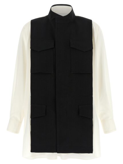 SACAI Hybrid Shirt With Front Panel Model.